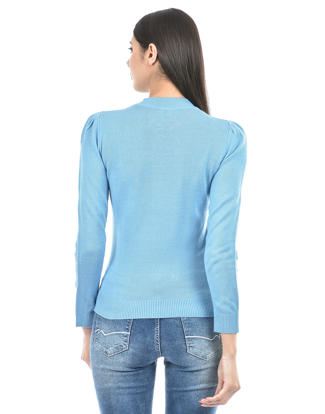 Numero Uno Women Solid Blue Sweater